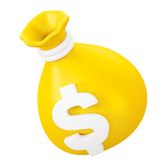 Poster - PNG 3D yellow money bag, element illustration, transparent background