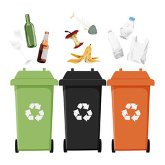 Sticker - Recycling bins png environment illustration, transparent background