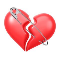 Poster - PNG 3D broken heart, element illustration, transparent background