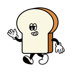 Wall Mural - Retro bread slice png, cartoon illustration, transparent background