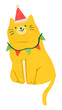 © Rawpixel.com - Png yellow christmas cat doodle sticker, transparent background