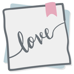 Sticker - Love hand written on paper note transparent png