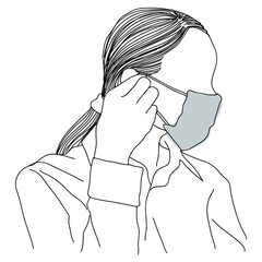 Poster - Woman wearing a protective face mask against covid 19 virus transparent png