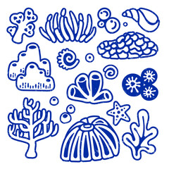 Poster - Underwater coral png sticker, marine life on transparent background set