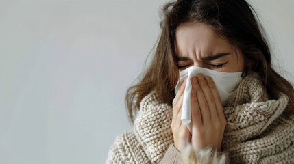 A woman sneezing