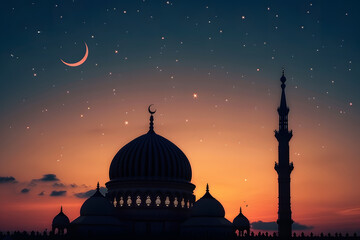 A mosque dome architecture silhouette crescent.