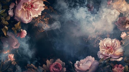 Wall Mural - Enchanting Floral Dreamscape with Misty Ethereal Ambiance