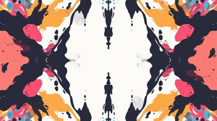 Wall Mural - Abstract Colorful Symmetry Ink Blot Pattern Background