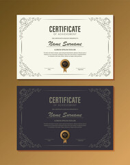 Wall Mural - Certificate of achievement template with vintage gold border - Vector