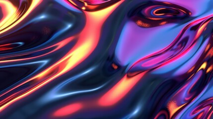 Wall Mural - Mesmerizing Neon Waves of Liquid Color in Abstract Digital Art