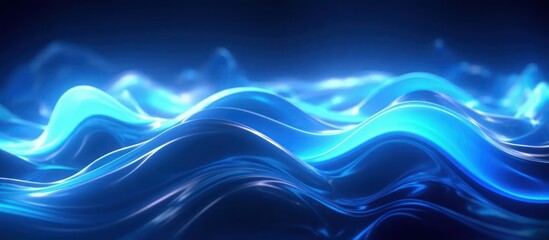 Wall Mural - Abstract Blue Waves of Light