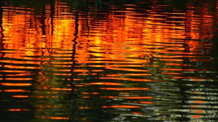 Poster - Abstract Water Reflections in Orange and Green.