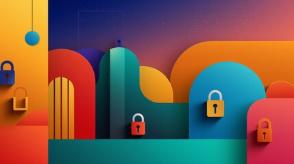 Wall Mural - A padlocks in an abstract design, symbolizing security and protection for the website's visual identity.