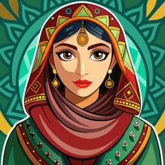 beautyful arabic woman vector illustration