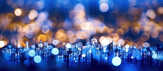 Wall Mural - Abstract Cityscape with Golden and Blue Bokeh