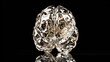 © Raul - Transparent glass brain sculpture on reflective black surface representing neuroscience