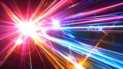 Wall Mural - Vibrant Light Explosion with Dynamic Color Streaks