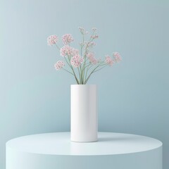 A white cylinder mockup in pastel hues, designed in a realistic 3D geometric style, perfect for minimalistic displays or product showcases.