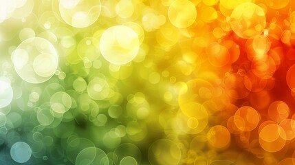 Wall Mural - A dynamic blend of green to yellow to red gradient with bokeh light effects creates a vibrant abstract background