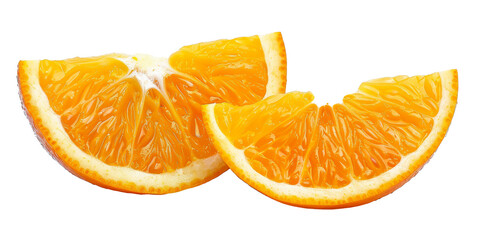 Wall Mural - Two slices of orange on a white background