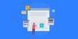 © Sammby - Website content connected with internal pages, improves indexing, keyword relevancy and domain authority, SEO expert analysing content strategy vector illustration.