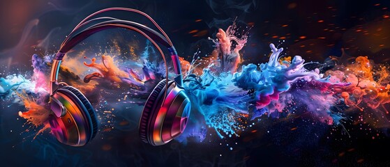 Sticker - Headphones in a Colorful Explosion.