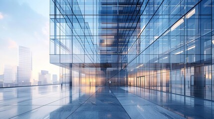 Poster - Modern Glass Facade of a Skyscraper in a City Illustration