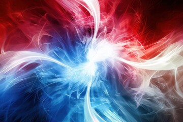 abstract patriotic background with dynamic light beams swirling red white and blue energies converge in a central explosion of brightness evoking a sense of national pride and unity