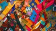 © Shozib - Vibrant collage background featuring a mix of patterns and textures creates a lively and dynamic composition