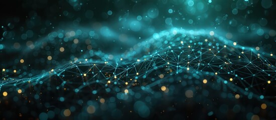 Wall Mural - Abstract Network with Glowing Particles