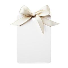 Wall Mural - blank white gift tag with ribbon isolated on transparent background cutout