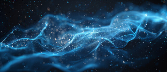 mysterious blue holographic waves in techno style, background for presentation and posters