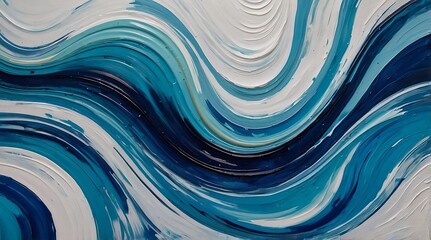 Wall Mural - Painted Abstract backdrop, Swirling Ocean Blues, Acrylic Brushwork, Wave Patterns, Modern Wall Art, Creative Backdrop, Vibrant Richness, Harmony, Unique Expressionism, Fine Art Decoration