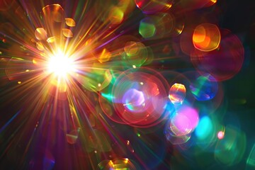 camera shot with bright sunlight shining through the lens, a classic photography setup