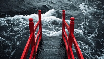 Red Bridge Over Choppy Water