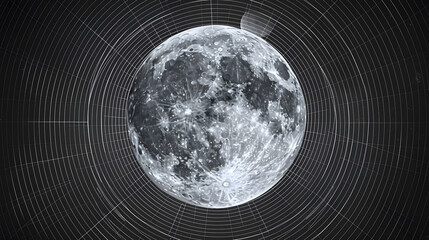 Wall Mural - a wireframe moon, center frame