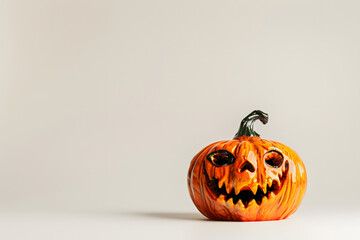 Wall Mural - Halloween pumpkin ornament on an off white background