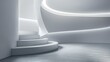 © AItist - Modern and minimalist white round staircase leading to a futuristic empty room background