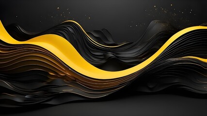 Wall Mural - Abstract wallpaper with a yellow hue backdrop, a flow wave, dark noise texture, and a cover header.