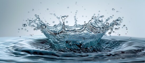 Canvas Print - Water Drop Splash with Ripples and Splashes