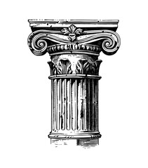 Wall Mural - roman column engraving black and white outline