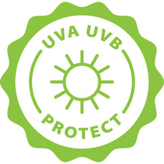 green uva uvb protect outline icon round rounded circle badge stamp label isolated on transparent ba