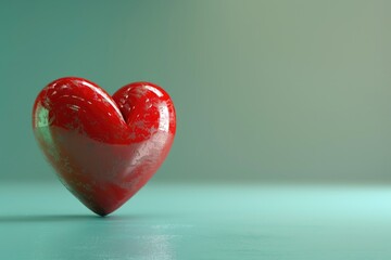 Wall Mural - A red heart sits atop a table