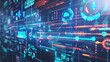 © KYR - Conceptual digital interface with icons and data streams representing business intelligence. -