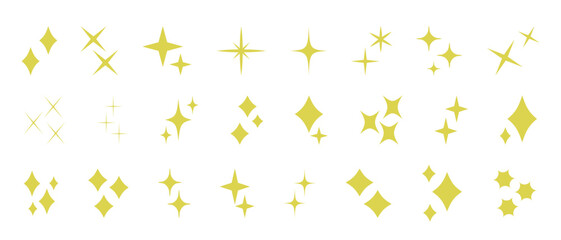 Wall Mural - Stars set icons.Shine icons. Christmas vector symbols isolated.Sparkle star icons.isolated yellow shining illustration set。