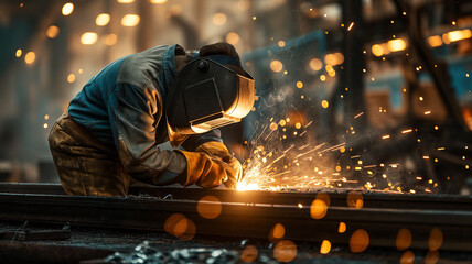 Welder at Work in an Industrial Workshop