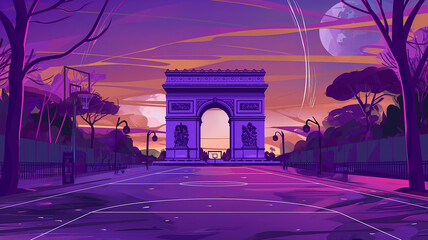 Stylized Sunset at the Arc de Triomphe