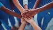 © Ace64 Studio - Multiethnic medical team stacking hands.