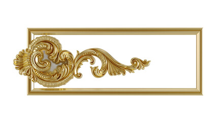 Wall Mural - decorative golden vintage frames, golden baroque frame on white background.