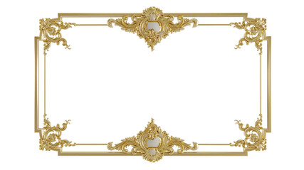 Wall Mural - decorative golden vintage frames, golden baroque frame on transparent background.